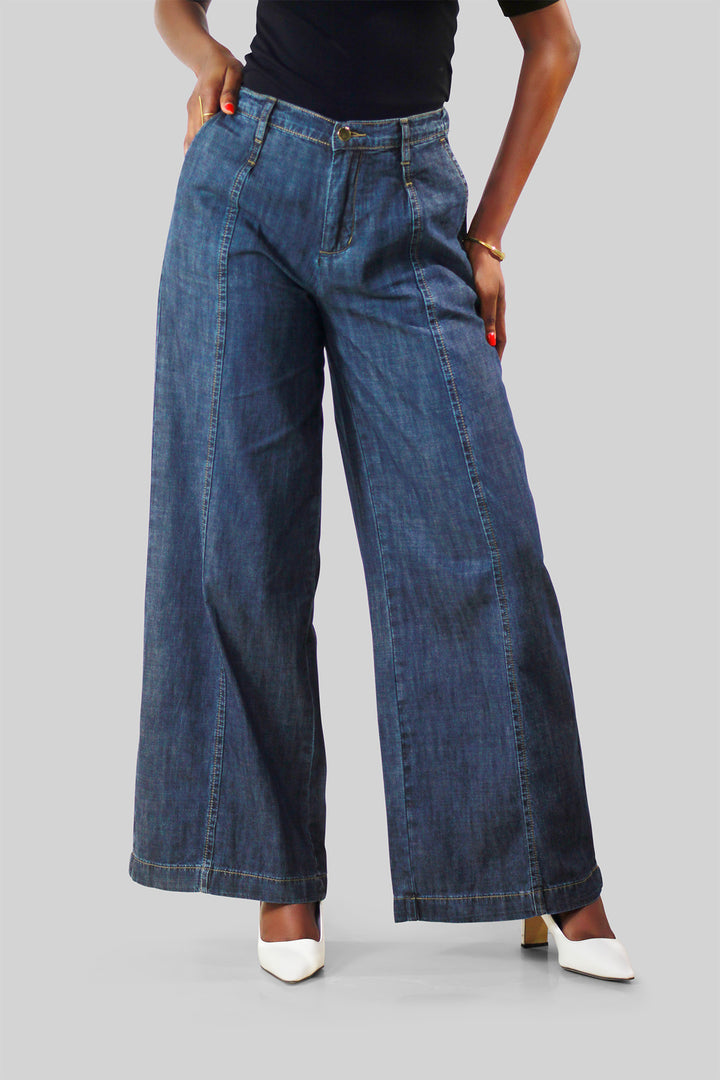 MULHER-JEANS AMERICANA AZUL ESCURA NOVA