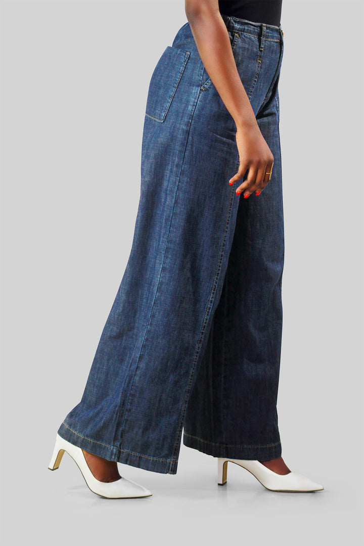 MULHER-JEANS AMERICANA AZUL ESCURA NOVA