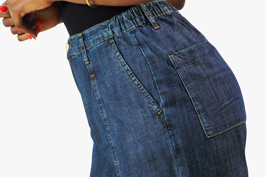 MULHER-JEANS AMERICANA AZUL ESCURA NOVA