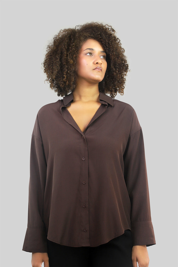 MULHER-CAMISA CASTANHA NOVA