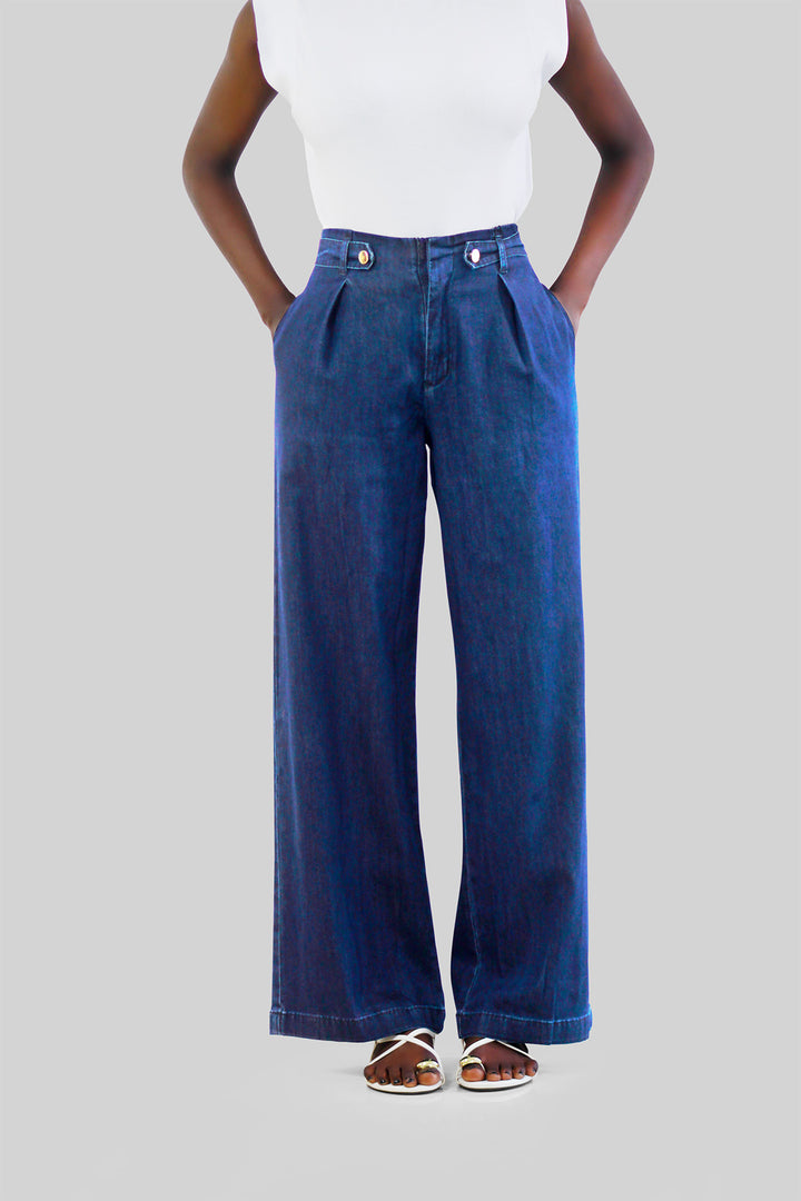 MULHER-JEANS AMERICANA AZUL ESCURA NOVA