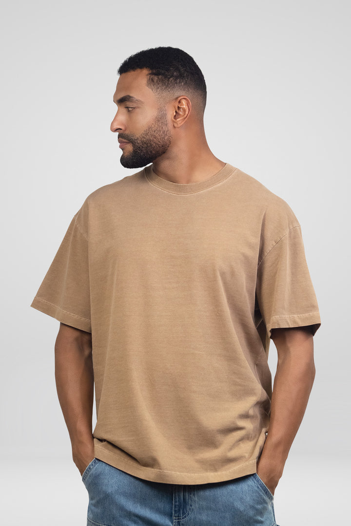 HOMEM-T-SHIRT CAQUI NOVA