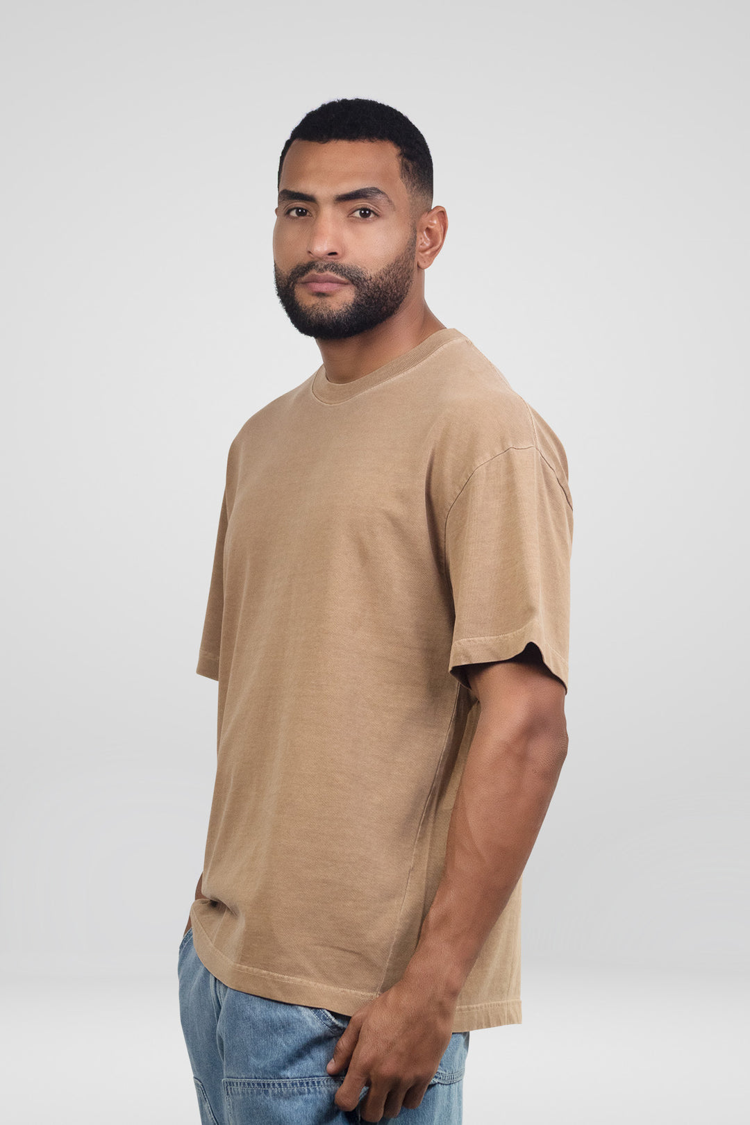 HOMEM-T-SHIRT CAQUI NOVA