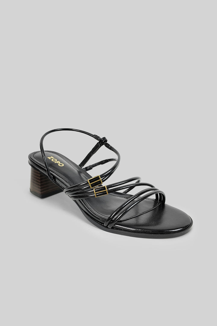 MULHER-SANDÁLIA SALTO GROSSO PRETA NOVA