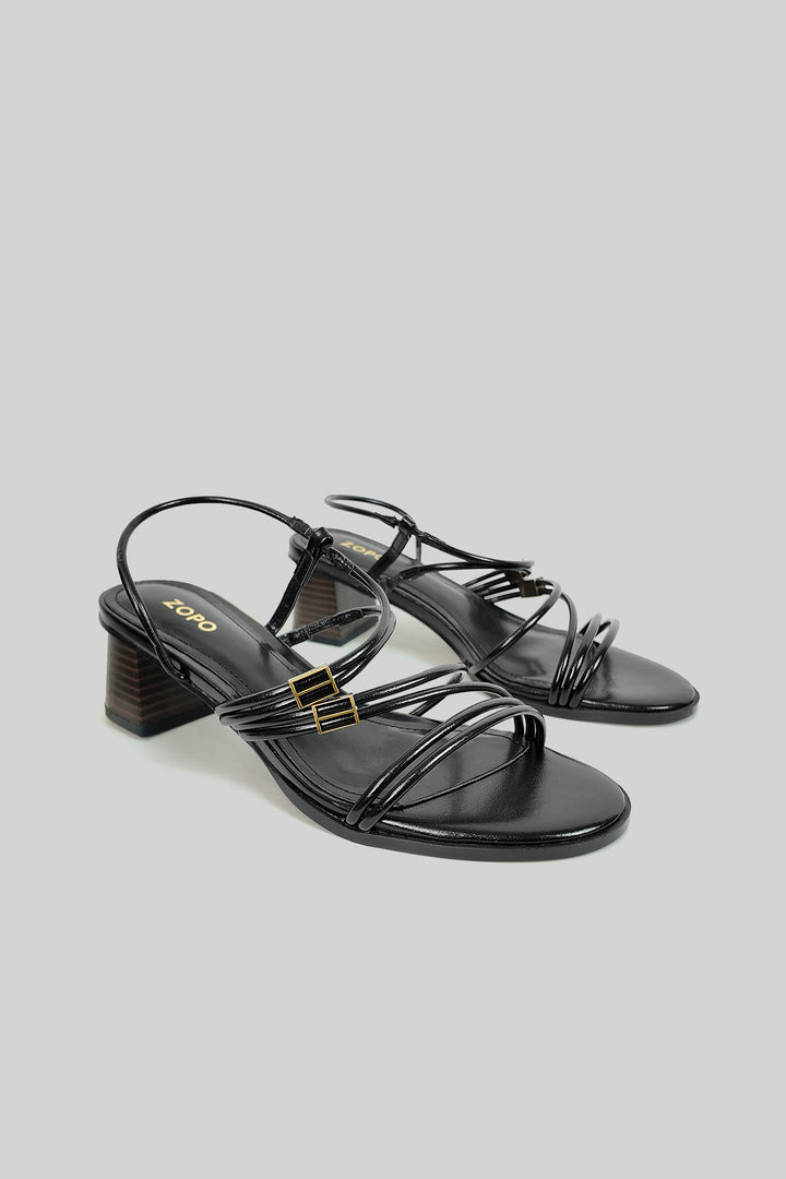 MULHER-SANDÁLIA SALTO GROSSO PRETA NOVA