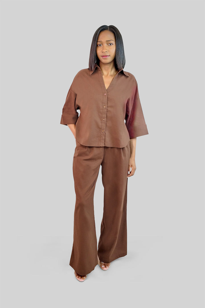 MULHER-CAMISA CASTANHA NOVA