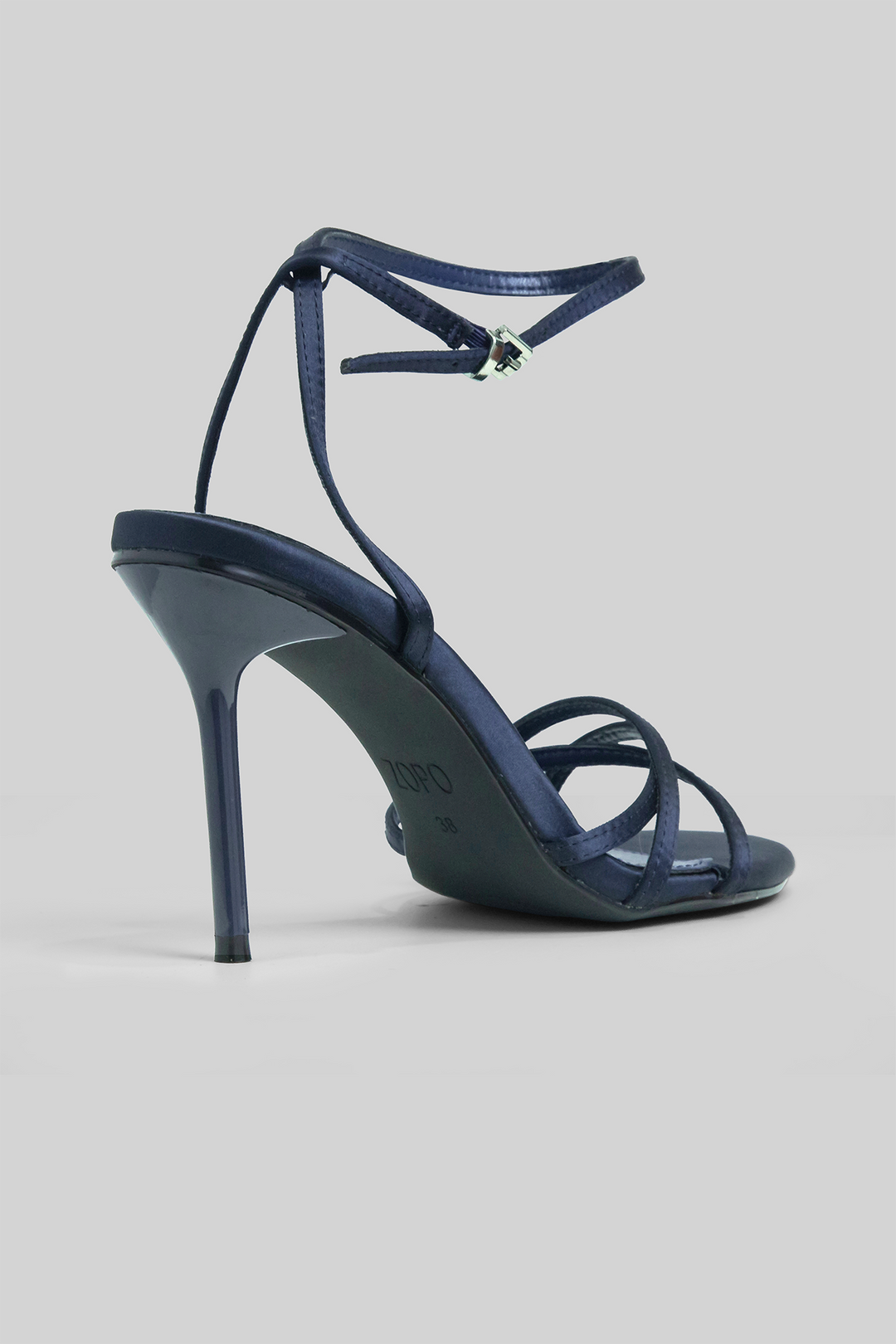 MULHER-SANDÁLIA SALTO ALTO AZUL ESCURA NOVA