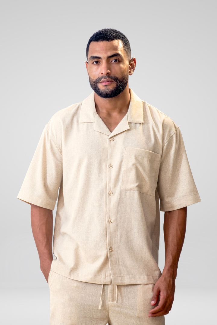 HOMEM-CONFORT CAMISA BEGE NOVA