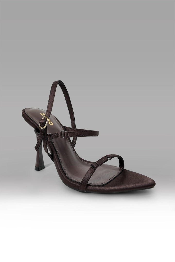 MULHER-SANDÁLIA SALTO ALTO CASTANHA ESCURA NOVA