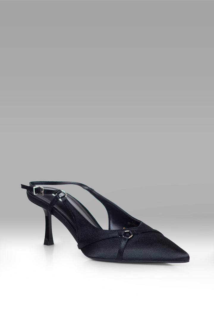 MULHER-SANDÁLIA ALTA ACETINADA PRETA NOVA