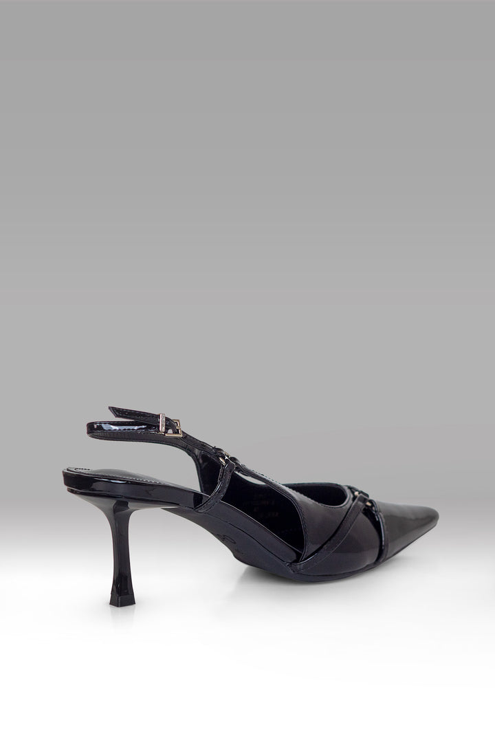 MULHER-SANDÁLIA ALTA ENVERNIZADA PRETA NOVA