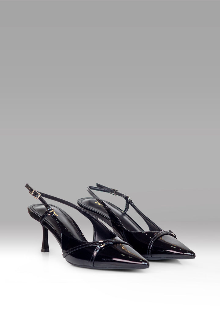 MULHER-SANDÁLIA ALTA ENVERNIZADA PRETA NOVA