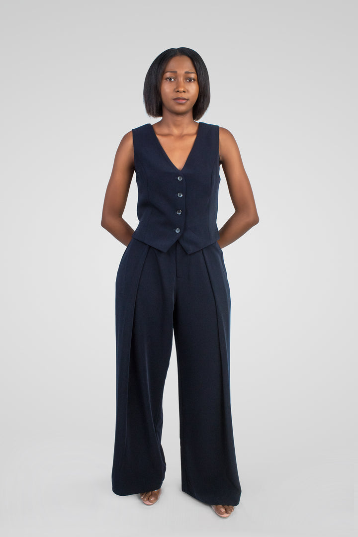 MULHER-CALÇA SOCIAL AZUL ESCURA NOVA