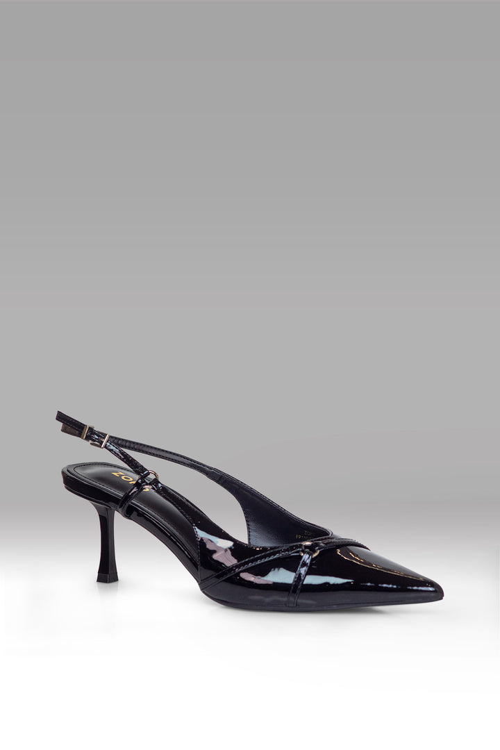 MULHER-SANDÁLIA ALTA ENVERNIZADA PRETA NOVA