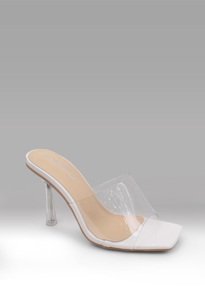 MULHER-CHINELOS TRANSPARENTES BRANCOS NOVO