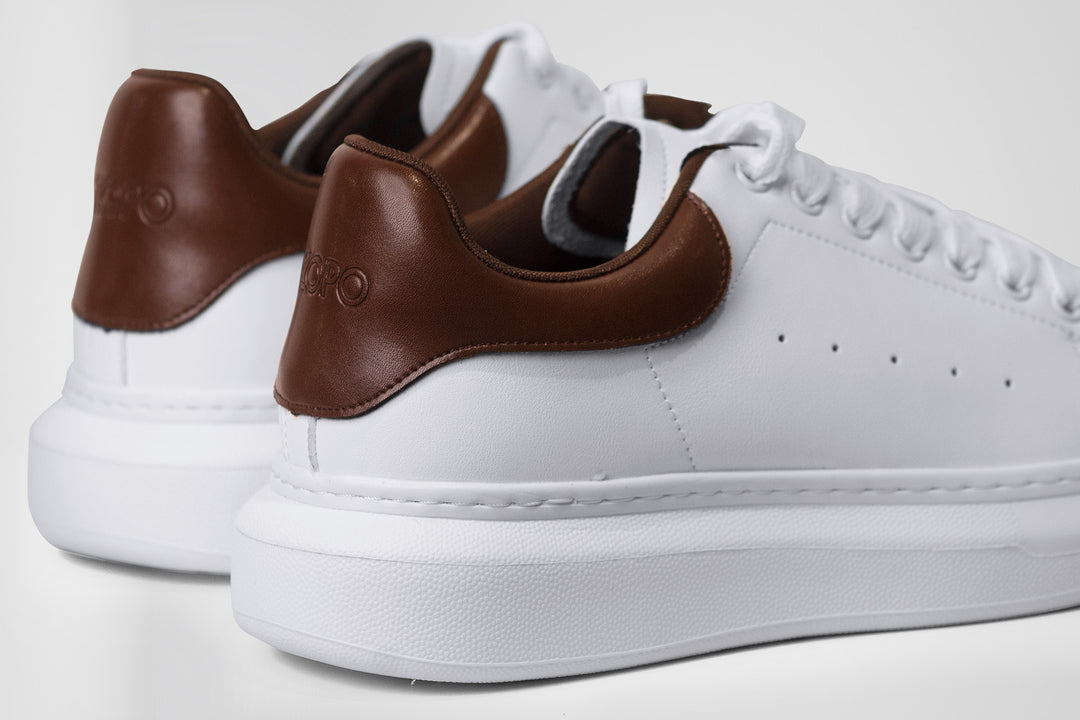 HOMEM- TÉNIS BRANCO E MARROM CASUAL NOVO